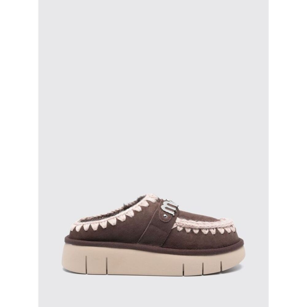 Mou Women Bounce Sheepskin Mules Mou With Contrast Stitching And Wool Lining